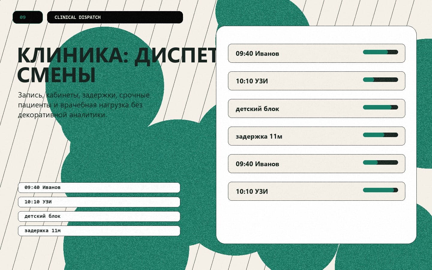 Клиника: диспетчер смены