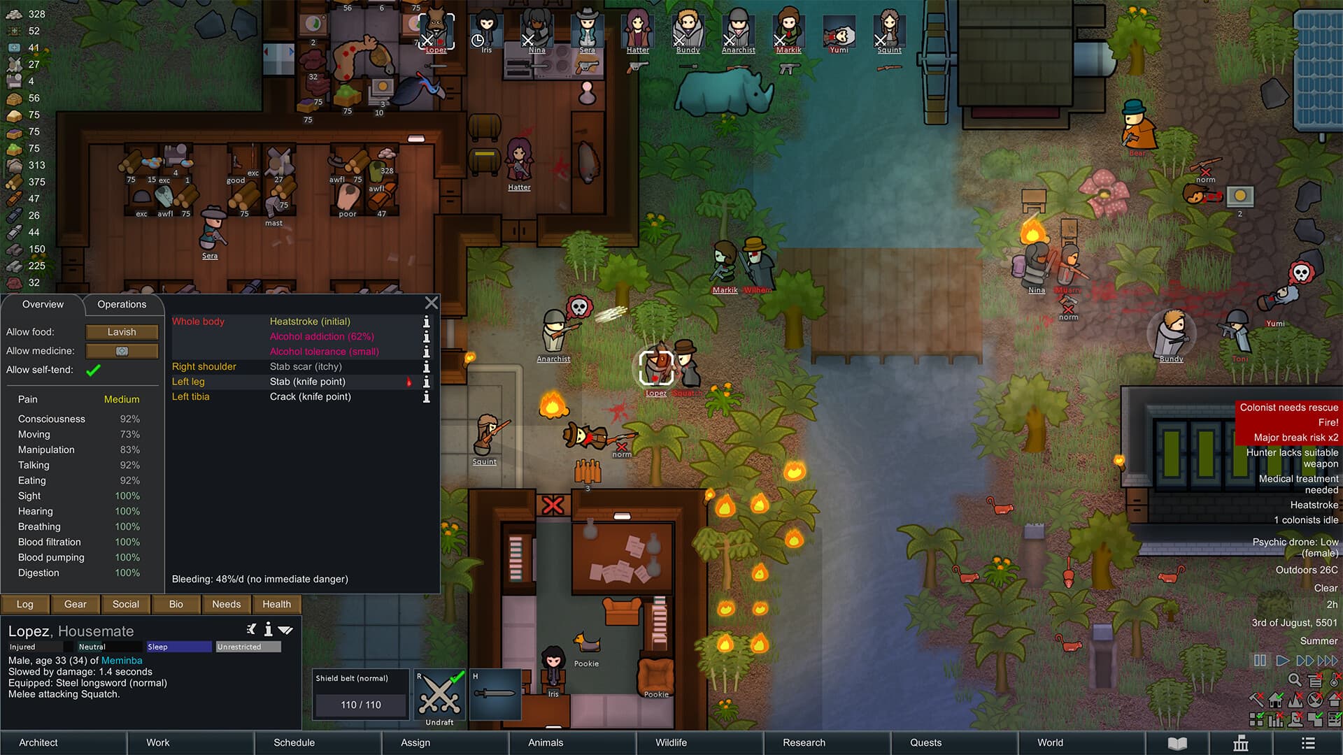 RimWorld colony UI